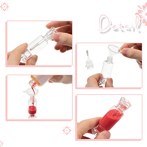 20 Pieces Empty Lip Gloss Tubes with Wand 9 ml Mini Clear Candy Shape Lip Balm Tube Containers and 2 Pieces Funnel for DIY Cosmetics Women