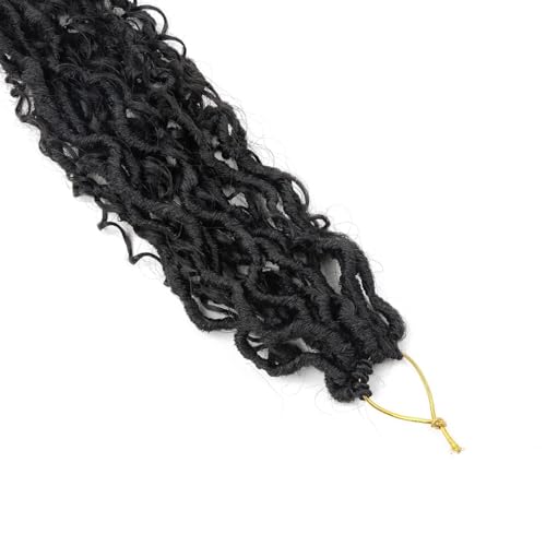 16 inch Goddess Locs Crochet Hair 8 Packs Bohemian Faux Locs With Curly Ends 8 Packs Goddess Faux Locs Crochet Hair for Black Women Boho Faux Locs Crochet Hair Pre-looped 1b