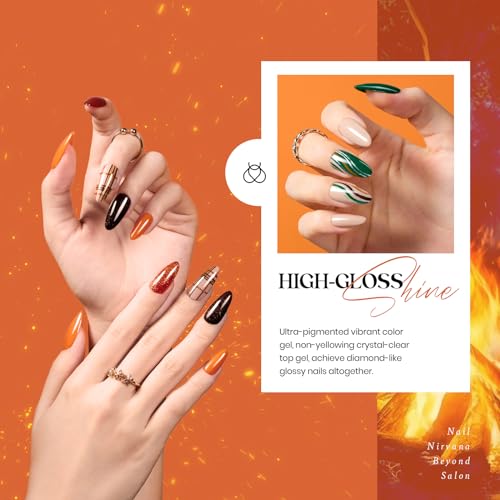 beetles Gel Polish Cozy Campfire Shade Collection - Fall Nail Fest Fall Gel Nail Polish Set, 20 Colors Autumn Orange Yellow Green Brown Red Shades UV LED Cured Soak Off DIY Manicure Gift for Girl
