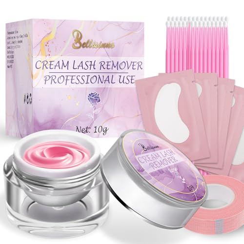Eyelash Remover for Extensions 10g, Eyelash Extension Remover Rose Scent, Lash Remover for Lash Extensions with Eye Pads, Non-Irritating, No Residual Fast Remover Kit