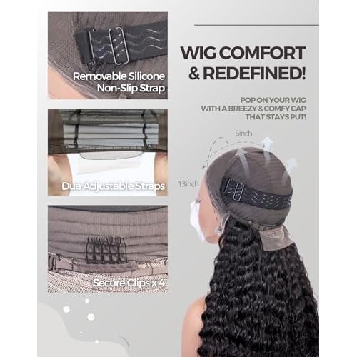 28 Inch Deep Wave Lace Front Wigs Human Hair, 13x6 HD Wet and Wavy Lace Front Wigs, Curly Human Hair Wig, 180 Density Deep Wave Wig, Pre Plucked & Glueless, Natural Color