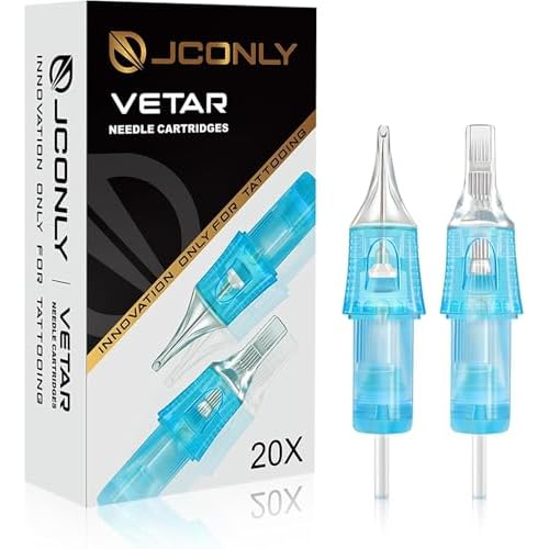 VETAR TATTOO CARTRIDGE NEEDLES - 20Pcs Tattoo Needles #10 Bugpin 27 Curved Magnum Tattoo Cartridges 1027CML Tattoo Needles Diameter 0.30mm Long Taper 5mm Cartridges