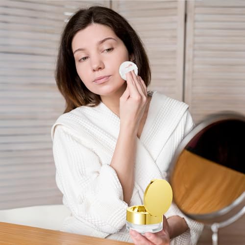 6 G Loose Powder Containers with Puff, Empty Makeup Powder Container, Reusable Plastic Powder Case Mini Powder Compact DIY Makeup Powder Case with Mirror