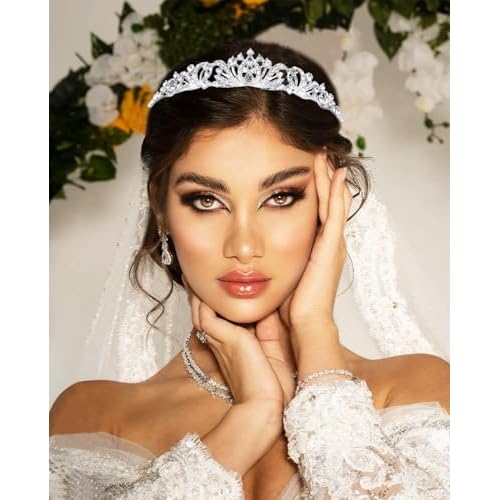 TOBATOBA Silver Tiara Crowns for Women Girls Wedding Tiara Princess Tiara for Wedding Prom Quinceanera Birthday Crown Halloween Hair Accessories