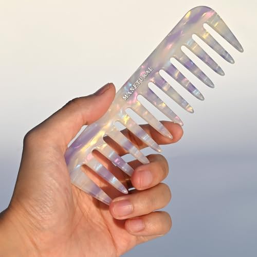 S1 Elegant Wide-Tooth Comb ? Lightweight, Travel-Friendly, and Stylish Design for Tangle-Free Hair (White Purple)