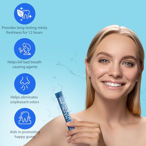 Mouthwash Travel Size, Portable Fresh Breath Mouthwash, Alcohol-Free, ICY Mint Flavor, Mini Pack ? Go for On-The-Go Freshness, Bulk Packets 0.41 Fl Oz(Pack of 20)