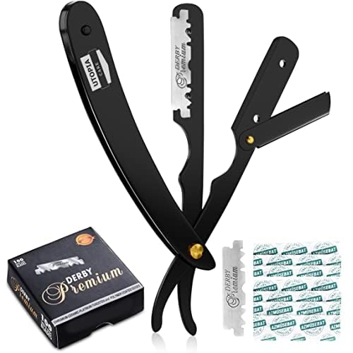 Utopia Care Professional Straight Razor for Men, Barber Straight Edge Razor Safety with 100 Pack Blades, Black