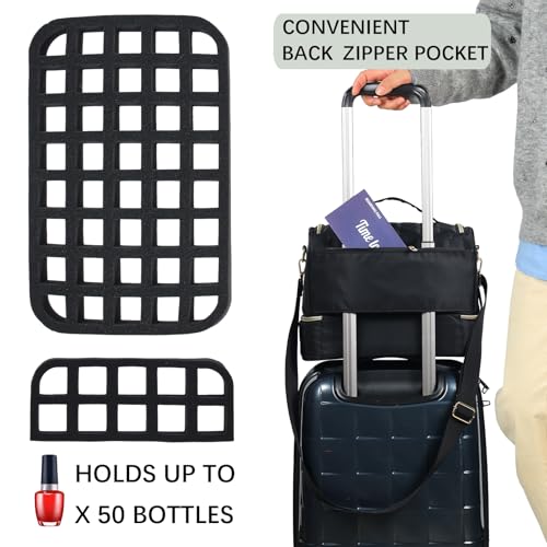 Nail Polish Organizer Case,Nail Storage Organizer Holds Nail Lamp & 50 Bottles Nail Polish,Travel Nail Tech Case,Waterproof Nail Kit Organizer Bag Fits Nail Supplies & Manicure Tools (Black)