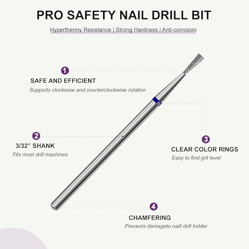 Cuticle Nail Drill Bit, Professional Russian Manicure Drill Bits, Safety Diamond Bit, Under Nail Cleaner Cuticle Remover Nail Prepare, Nail Supplies for Nail Techs (Mini Inverted Cone-M)