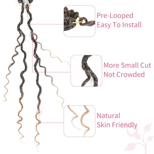 Alicoco Goddess Locs Crochet Hair 14 Inch 8 Packs Faux Locs Crochet Hair For Women Boho Soft Locs Pre-looped River Crochet Locs With Curly Ends (14 Inch (Pack of 8), 1B/27)