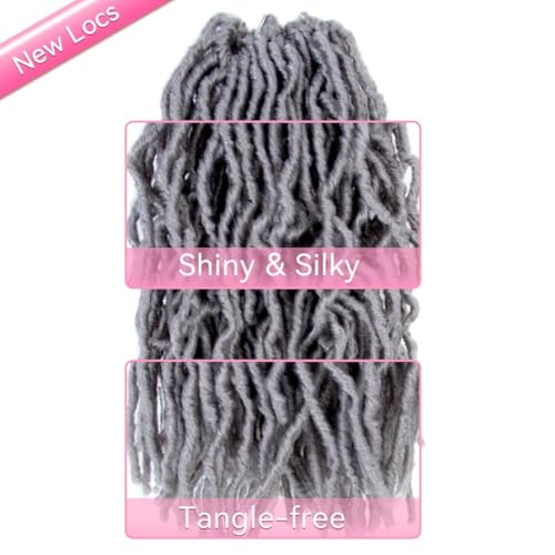 12 Inch Soft Locs Crochet Hair 6 Packs Short Straight Pre-looped New Faux Locs Crochet Hair,Grey