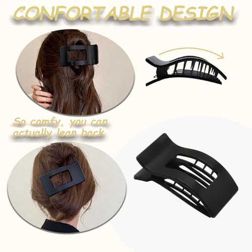 Flat Claw Clips for Women, Large Duckbill French Hair Clips, 6 Pack Non-Slip Matte Hair Accessories for Thick & Thin Hair