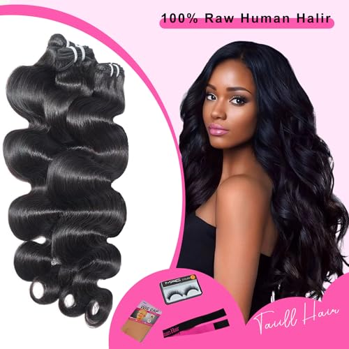 12a Human Hair Bundles 24 26 28 Inch 100% Unprocessed Brazilian Virgin Hair 3 Bundles Body Wave Real Human Hair Extensions Natural Black