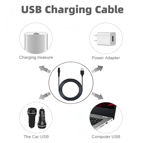 Qjin USB Charger Cable for Philips Sonicare Cordless Power Flosser 3000, 2 Pack
