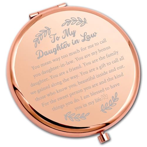 PLITI Daughter in Law Compact Mirror from Mother in Law Father in Law to My Daughter in Law Wedding Pocket Mirror (Daughter in Law CMrg)