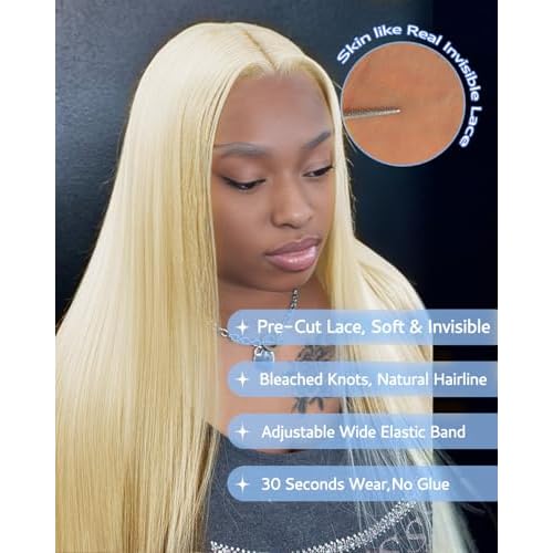 613 Lace Front Wigs Human Hair 9x6 HD 200% Density Blonde Glueless Wigs Human Hair Pre Plucked Pre Cut Straight Glueless Wigs Human Hair wigs for Black Women 30 inch