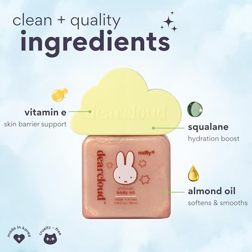 Miffy Shimmer Body Oil ? Hydrating Body Oil with Vitamin E & Squalane for a fresh, shimmering glow (3.38 fl oz)