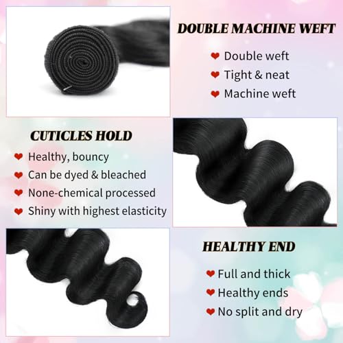 14 Inch Human Hair Bundles 12A 100% Unprocessed Brazilian Virgin 1 Bundle Weave Quick Body Wave Wavy Human Hair Bundles Natural Color