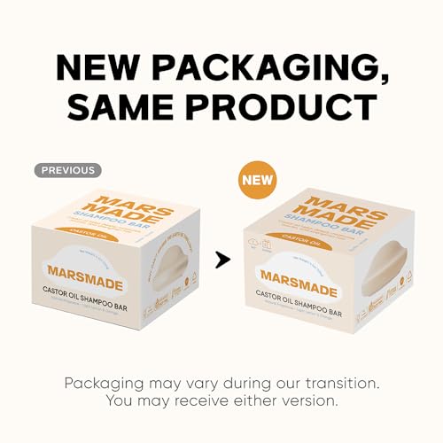 Marsmade Castor Oil Shampoo Bar Hydrating & Moisturizing Natural Hair Soap for Bathing, Hair Growth & Scalp Nourishment, Solid Shampoo for All Hair Types (120g, 4.23 oz)
