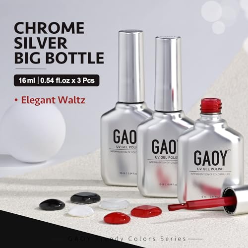 GAOY Gel Nail Polish Kit, 3 Colors 16ml White Red Black, Soak Off UV Gel Polish Set - Elegant Waltz