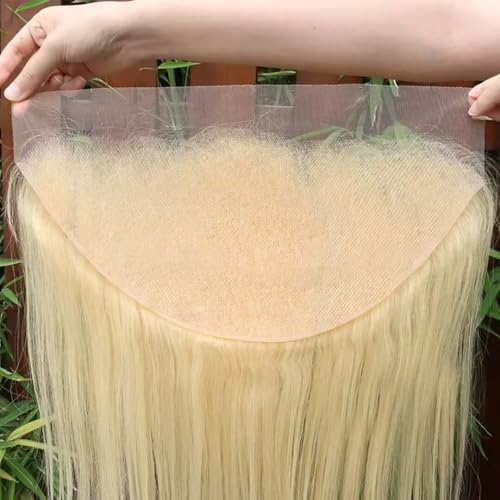 13x6 613 Blonde Frontal Straight Transparent HD Lace Frontal Closure 12A Brazilian Virgin Remy Hair Free Part Ear to Ear Blonde Human Hair For Women Pre Plucked With Baby Hair 150% Density 22 Inch