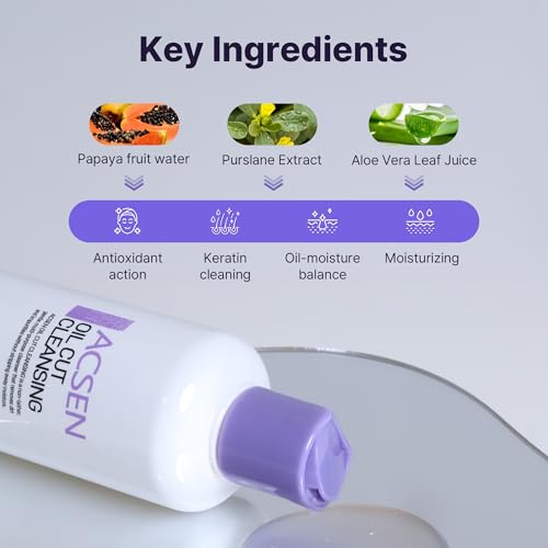 TROIAREUKE ACSEN Oil Cut Cleansing (10.14 Fl. Oz.), Oil-free, Hypersensitivity, Acne-prone and sensitive skin, Damaged skin, Oily skin, Cleansing gel, Sebum balancing, Make-up remover, Facial cleanser