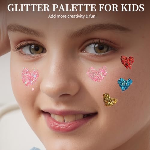 FANDAMEI Face Glitter, 2 PCS Face Glitter Gel 18 Grids, Body Hair Glitter for Kids Women for Makeup, Halloween Rave Concert Face Paint Glitter