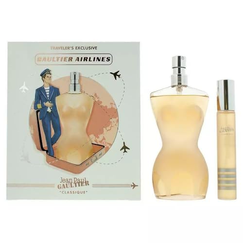 Jean Paul Gaultier Classique 2-Piece Set for Women, (3.4 Oz Eau De Toilette Spray + 0.67 Oz Eau De Toilette Spray)