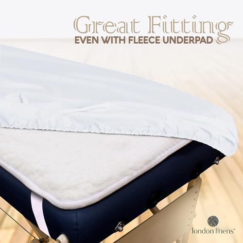 LONDON LINENS Pack of 2 Soft Microfiber Massage Table Sheets 3 Piece Set - Includes Massage Table Cover, Massage Fitted Sheet, and Massage Face Rest Cover (White)