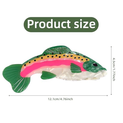 Novelty Salmon Fish Hair Clip, Acetate Hair Clips, Girl Women Small Claw Hairpin, Non Slip Unique Cute Barrettes for Thick and Thin Hair