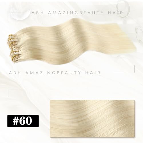 ABH AMAZINGBEAUTY HAIR Blonde Clip in Hair Extensions Straight Clip in Hair Extensions Human Hair 22 Inch Invisible Double Side Skin Weft Clip on Hair #60 Platinum Ash Blonde 8pcs 120G