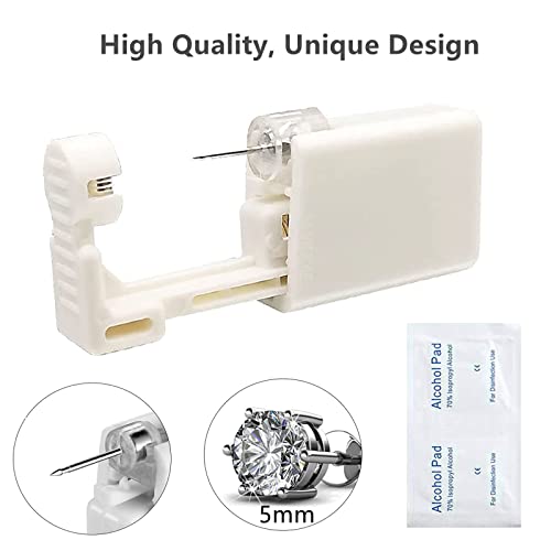 Ear Piercing Kit - 4 Pack Disposable Self Piercing Gun with 5mm Silver Earring Studs