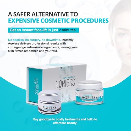 Instantly Ageless Skin Care Trio Bundle ? Instant Face Lift Cream 25-Vial, Beauty Face Moisturizer with Collagen & Vitamin E, Anti Aging Exfoliator Facial Scrub ? Eye Bag Remover for Mature Skin Care