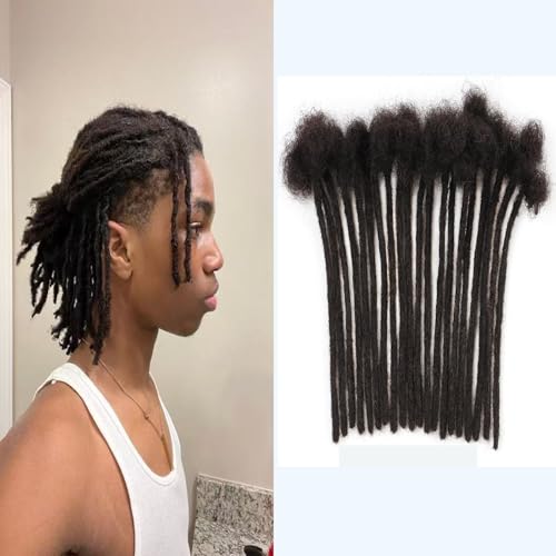 0.6cm Loc Extensions Human Hair 8Inch 50 Strands Dread Extensions Human Hair for Men DreadsNatural Black£¨1b,8inch£©
