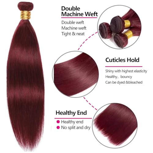 Burgundy Bundles Human Hair 99J Straight 3 Bundles 26 26 26 inch Wine Red Straight Bundle 8A Brazilian Virgin Hair Extensions