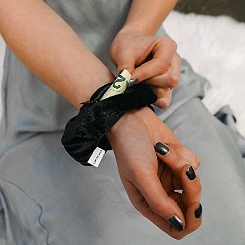 Velvet Scrunchie Set of 6 | Hidden Zipper Pocket Storage for Cash, Keys, Chapstick | Women's Hair Accessory