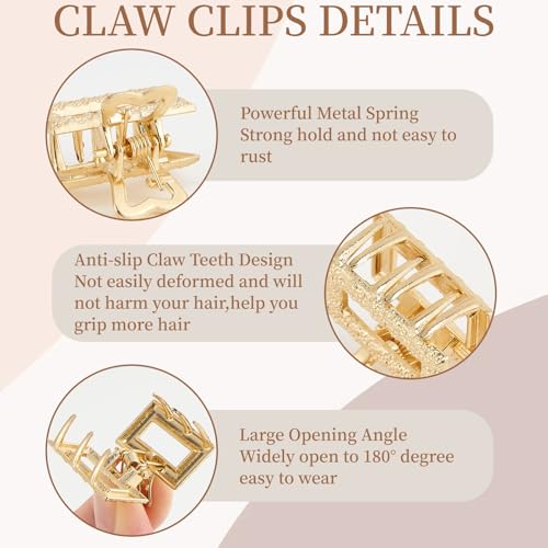 Small Hair Clips for Women 16PCS 0.98" Gold Metal Mini Claw Clips for Women Non Slip Bangs Pins for Thin/Thick Hair(16PCS-Style 9)