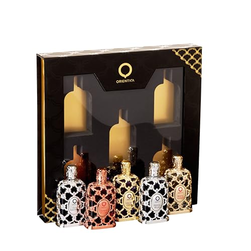 Orientica Luxury Collection Miniature Dicsovery Set Eau De Parfum - Amber Rouge, Royal Amber, Oud Saffron, Velvet Gold & Royal Bleu - Arabic Perfume for Men & Women - 5 x 7.5ml