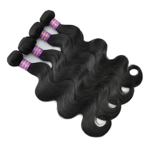 12A Body Wave Bundles Human Hair 4 Bundles 100% Unprocessed Brazilian Virgin Body Wave 16 18 20 22 Inch Weave Wavy Human Hair Extensions for Black Women