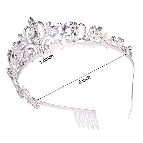 Didder Silver Crystal Tiara Crown Headband Princess Elegant Crown with combs for Women Girls Bridal Wedding Prom Birthday Party