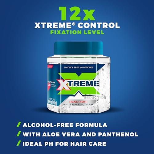 Xtreme Gel Seduction Styling Hair Gel For Men With Aloe Vera and 48-Hours Control, 8.81 oz (Pack of 12)