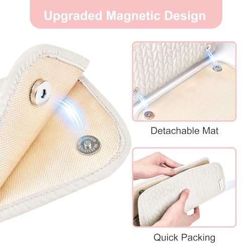 Hair Tools Travel Bag Karsyon Heat Resistant Mat Case Hot Tools Straightener, Curling Iron,Hair Dryers,Haircare Accessories Travel Essentials for Women 2 in 1 Organizer Bags(Beige)
