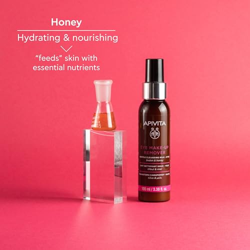 Apivita Eye Makeup Remover | Hydrating & Soothing Gentle Cleansing Milk with Linden & Honey, 100 mL / 3.38 oz