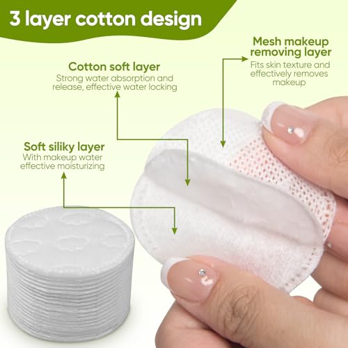 Boxed 300-Count Embossed Cotton Rounds ? 3 Unique Patterns, Lint-Free, Dual-Sided, Soft & Durable, Ideal for Makeup Removal, Skincare, Nail Polish, and Baby Care