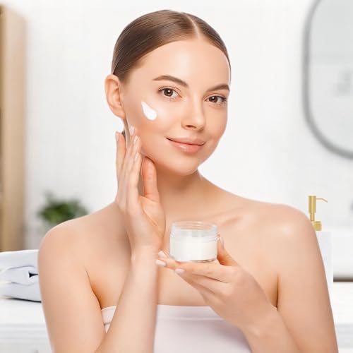Premium Travel Size Containers for Toiletries, 3 Size 0.35/0.5/1 OZ Small Cosmetic Jars for Makeup Face Creams Lotion Moisturizer, 6 Pieces Jars with 2 Pieces Mini Spatulas