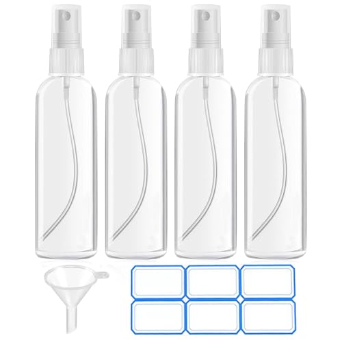 4 Pack 4 Oz (120ml) Small Spray Bottles - Fine Mist, Refillable, Reusable