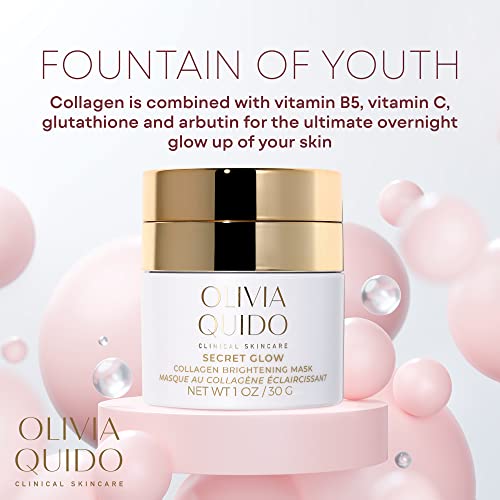 OLIVIA QUIDO Clinical Skin Care Secret Glow |Anti-Aging Collagen White Mask | Brightening Night Cream for Face and Neck| Intense Brightening Glutathione Formula Smoothens For Dewy & Glowing Complexion