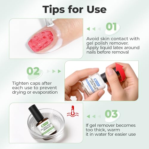 Gel Nail Polish Remover: 15ml Nail Polish Remover with Liquid Latex for Nails Peel off, Fast & Easy Remove Gel Polish in 2-5 Minutes, No Soaking or Wrapping, Cuticle Protectors