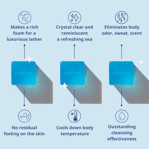 Shower Bar Body Bath Soap (Set of 2) Cleanser Cooling Refreshing Effect Rich Foam Body Wash Shampoo Deodorant for Face and Body Menthol Mint Sandalwood Woody for men and women