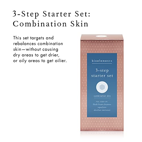 Bioelements 3-Step Starter Set: Combination Skin - Includes Flash Foam Cleanser, Equalizer Toner & Absolute Moisture Moisturizer - Vegan, Gluten Free - Never Tested on Animals